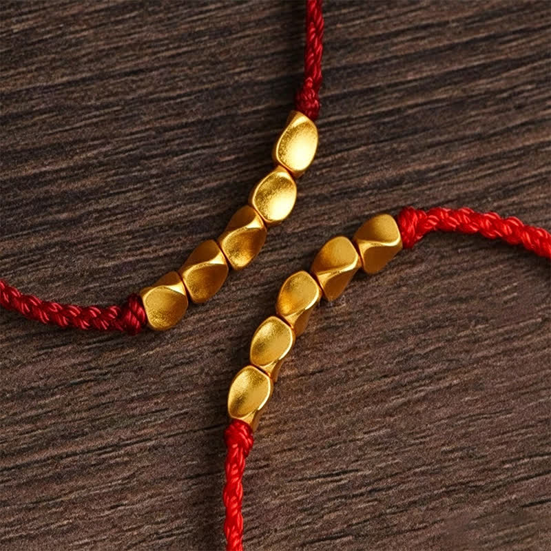 Hand-Woven Red String Twisted Beads Protection Braided Adjustable Bracelet