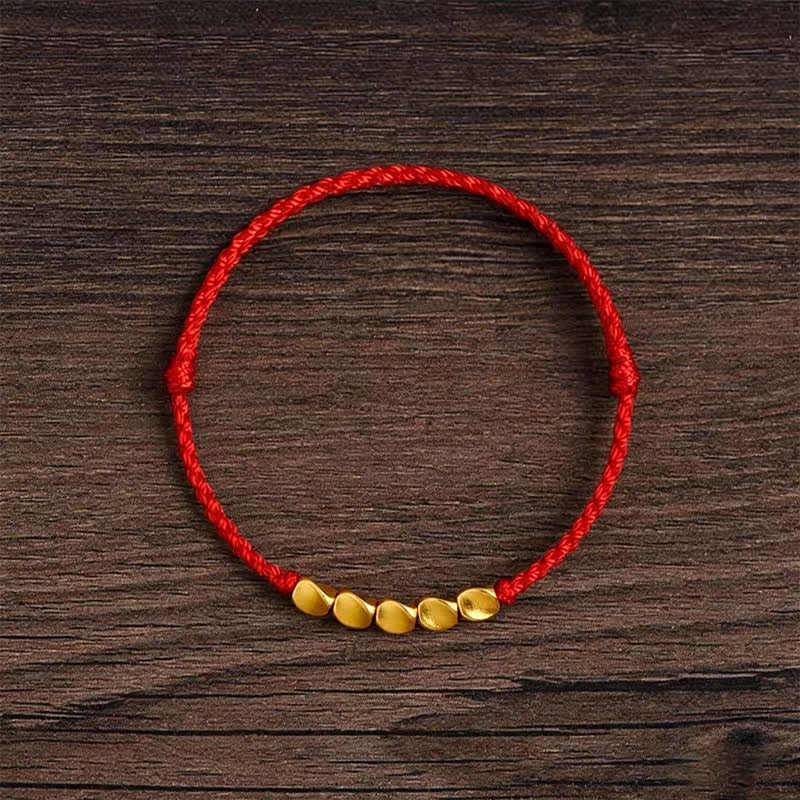 Hand-Woven Red String Twisted Beads Protection Braided Adjustable Bracelet