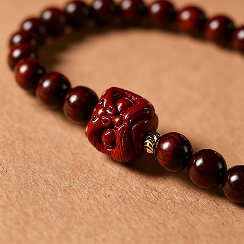 Red Sandalwood Peace Buckle Protection Hand-Woven 108 Bead Mala