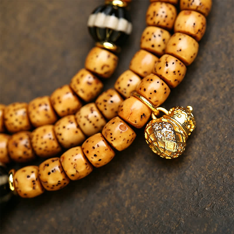 Star Moon Bodhi Seed Fox Gourd Wisdom Tibetan Handmade 108 Bead Mala