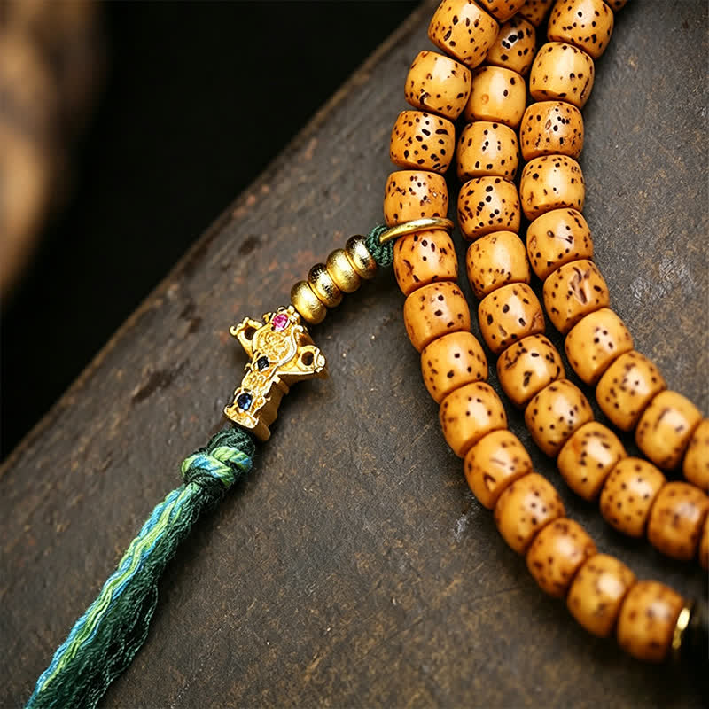Star Moon Bodhi Seed Fox Gourd Wisdom Tibetan Handmade 108 Bead Mala