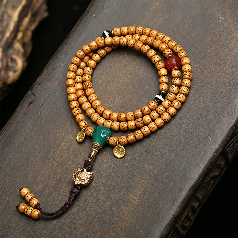 Star Moon Bodhi Seed Fox Gourd Wisdom Tibetan Handmade 108 Bead Mala