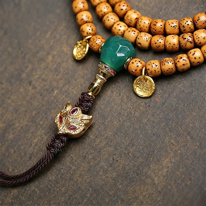 Star Moon Bodhi Seed Fox Gourd Wisdom Tibetan Handmade 108 Bead Mala
