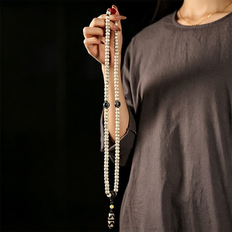 Star Moon Bodhi Seed Dzi Bead Wisdom Hand-Woven Tibetan 108 Bead Mala