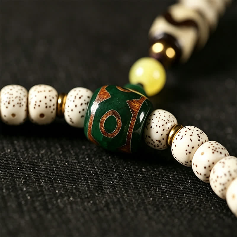 Star Moon Bodhi Seed Dzi Bead Wisdom Hand-Woven Tibetan 108 Bead Mala