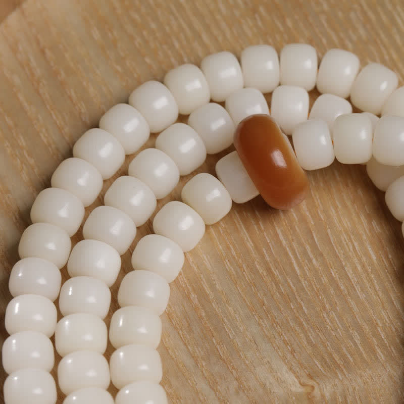 White Bodhi Seed Cat Purity Hand-Polished Prayer Mala