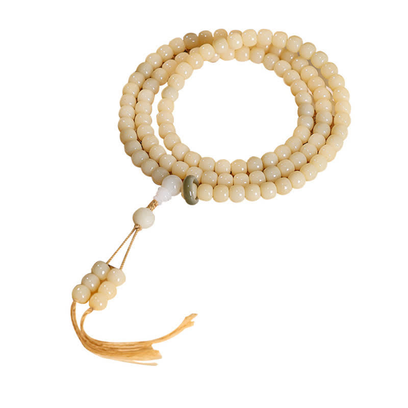 Bodhi Root Lotus Pendant Purity 108 Bead Hand Polished Round Mala