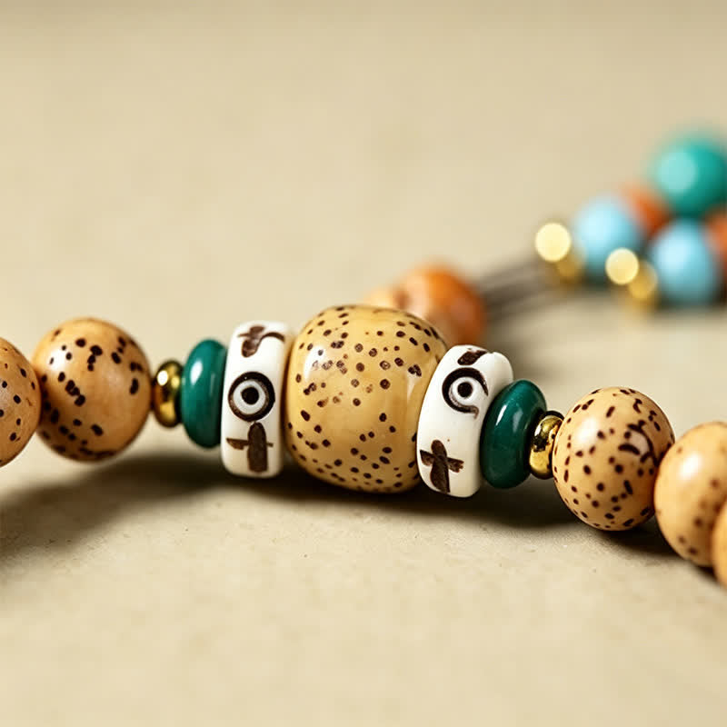 Star Moon Bodhi Seed Lotus Pod Handcrafted Wisdom Round 108 Bead Mala