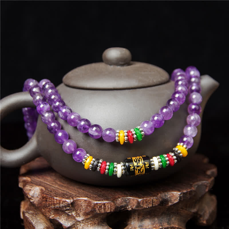 Amethyst Om Mani Padme Hum Purity Prayer 108 Bead Mala