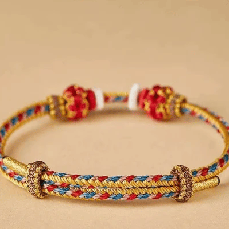 Protection Colorful String Bagua Chinese Coin Hand-Woven Tibetan Braided Bracelet
