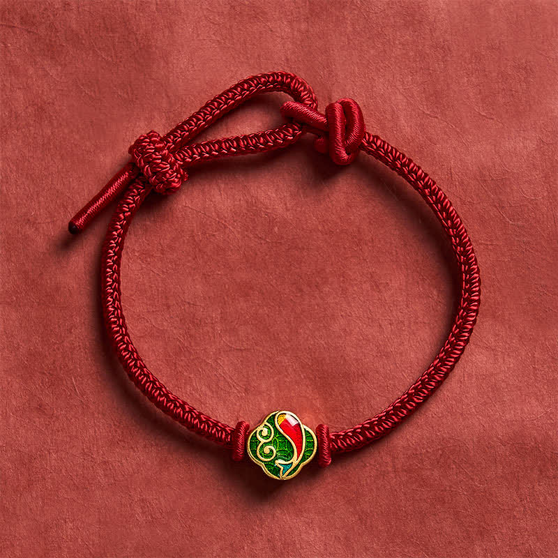 Handmade Red String Double Koi Fish Protection Braided Cord Adjustable Bracelet