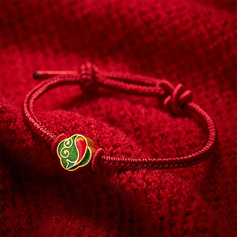 Handmade Red String Double Koi Fish Protection Braided Cord Adjustable Bracelet