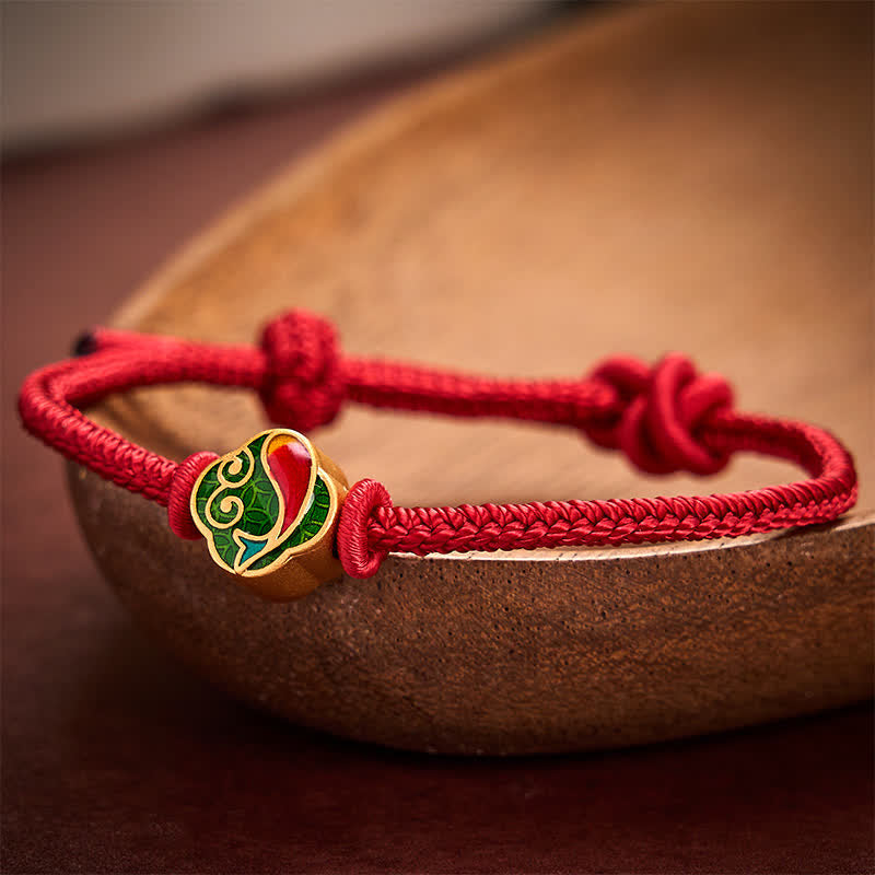 Handmade Red String Double Koi Fish Protection Braided Cord Adjustable Bracelet