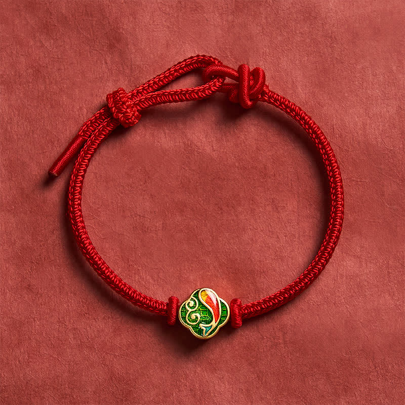 Handmade Red String Double Koi Fish Protection Braided Cord Adjustable Bracelet