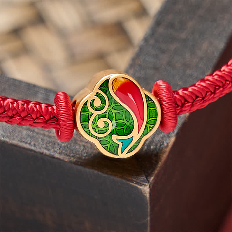 Handmade Red String Double Koi Fish Protection Braided Cord Adjustable Bracelet