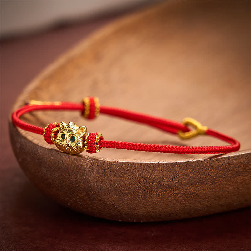 Hand Woven Red String Cute Cat Luck Bracelet