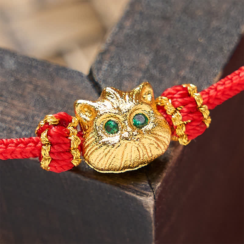 Hand Woven Red String Cute Cat Luck Bracelet