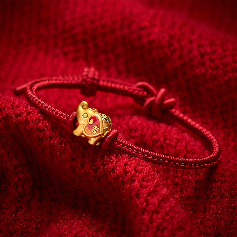 Handmade Red String Elephant Love Heart Protection Braided Adjustable Bracelet