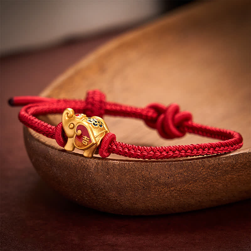 Handmade Red String Elephant Love Heart Protection Braided Adjustable Bracelet
