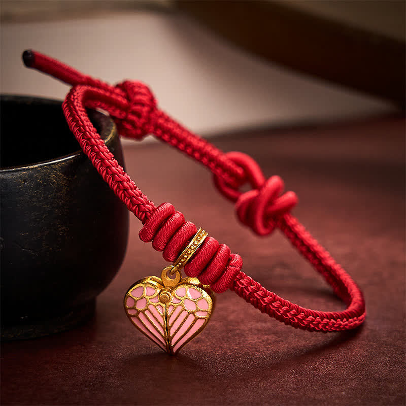 Handmade Braided Red String Love Heart Charm Protection Luck Bracelet