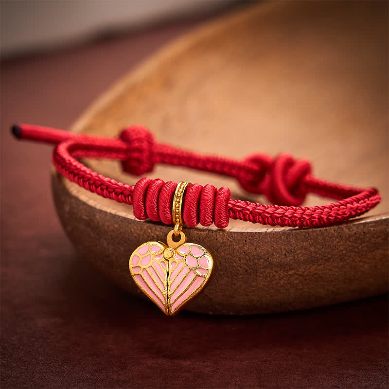 Handmade Braided Red String Love Heart Charm Protection Luck Bracelet