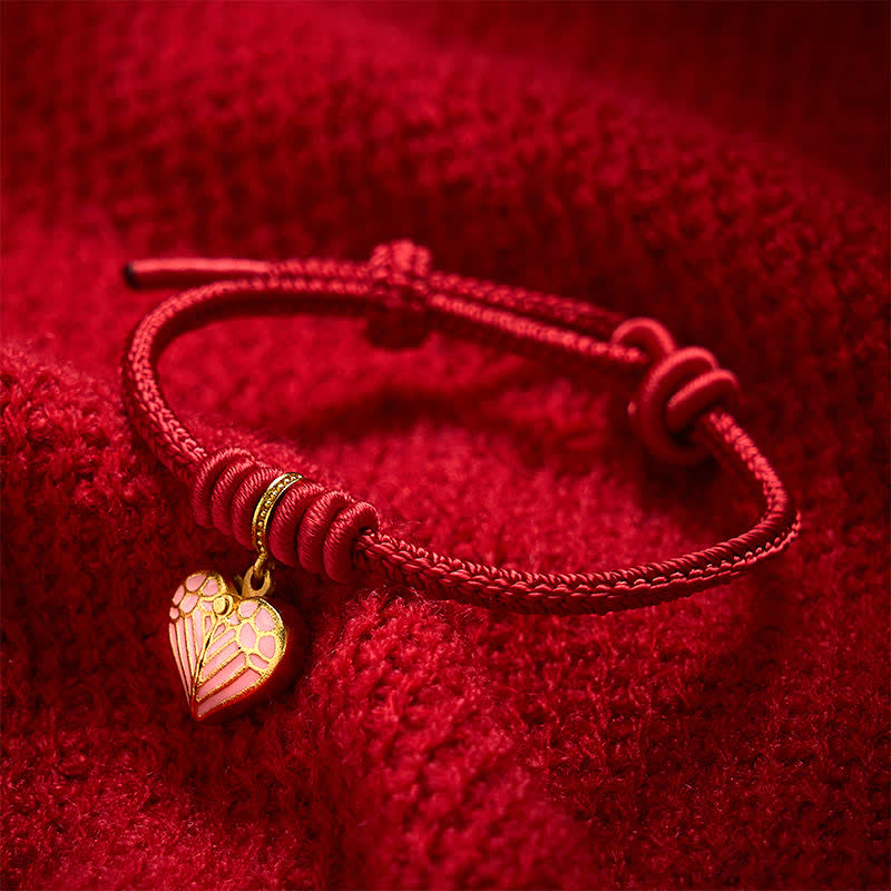 Handmade Braided Red String Love Heart Charm Protection Luck Bracelet