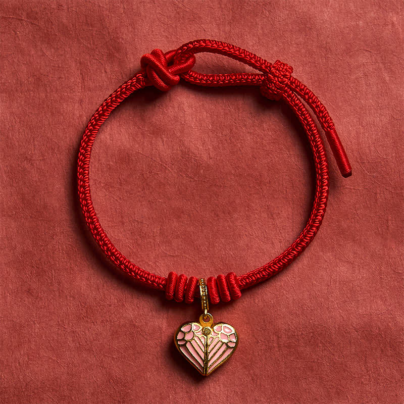 Handmade Braided Red String Love Heart Charm Protection Luck Bracelet