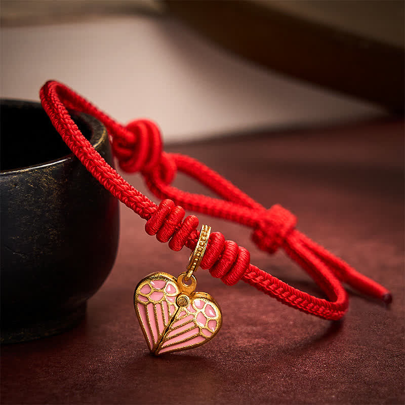 Handmade Braided Red String Love Heart Charm Protection Luck Bracelet