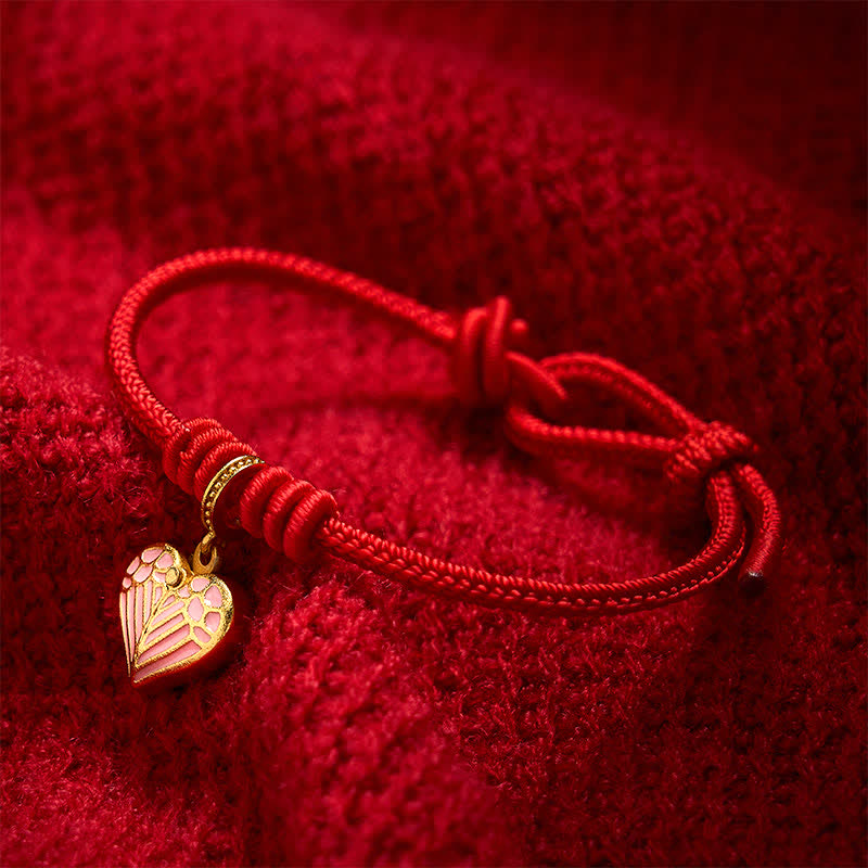 Handmade Braided Red String Love Heart Charm Protection Luck Bracelet