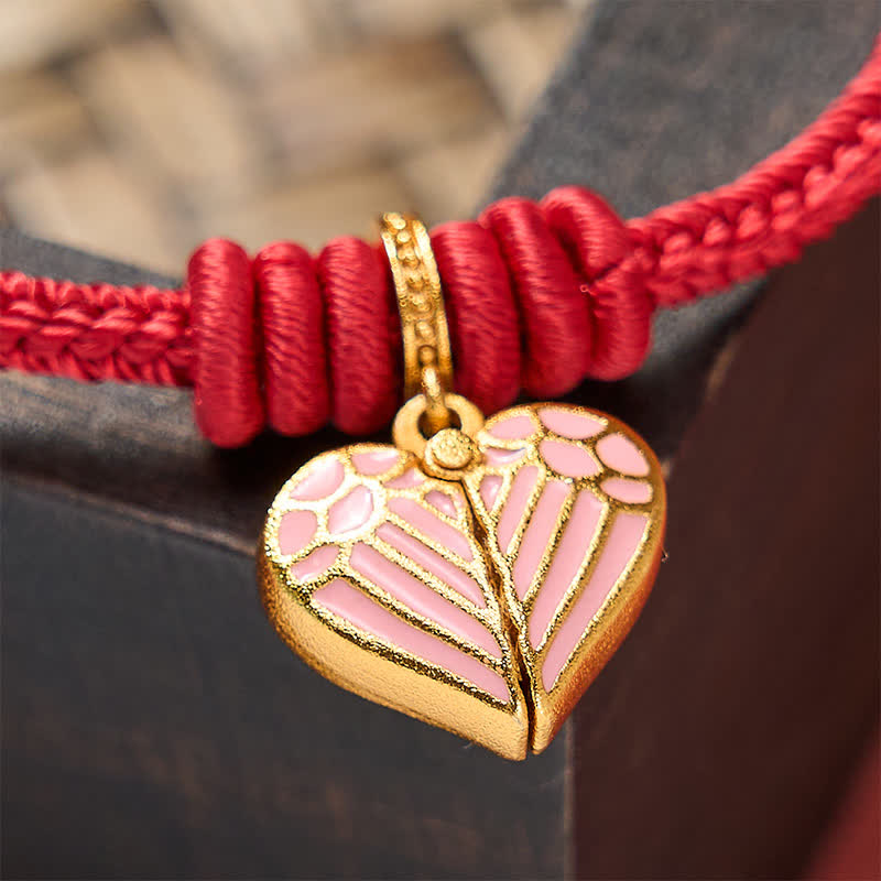 Handmade Braided Red String Love Heart Charm Protection Luck Bracelet