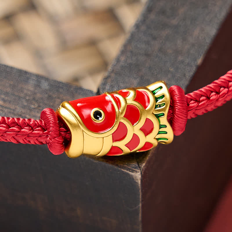 Hand-Woven Red String Koi Fish Strength Adjustable Braided Cord Bracelet