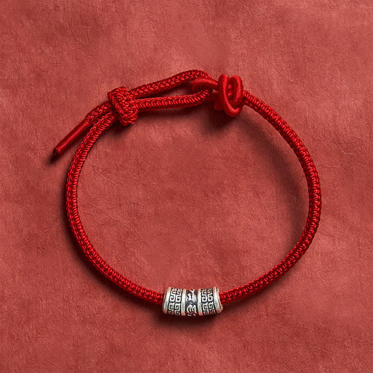 Handmade Braided Red String Om Mani Padme Hum Protection Bracelet