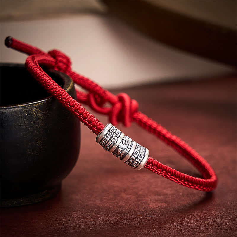 Handmade Braided Red String Om Mani Padme Hum Protection Bracelet