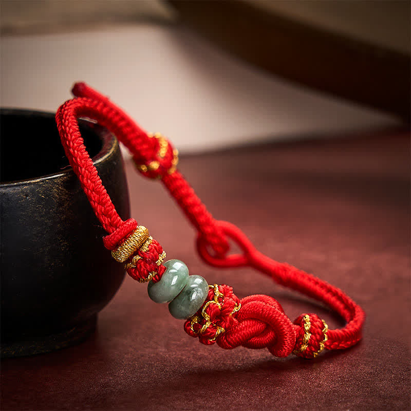 Chinese Knotting Luck Jade Hand-Woven Adjustable Bracelet