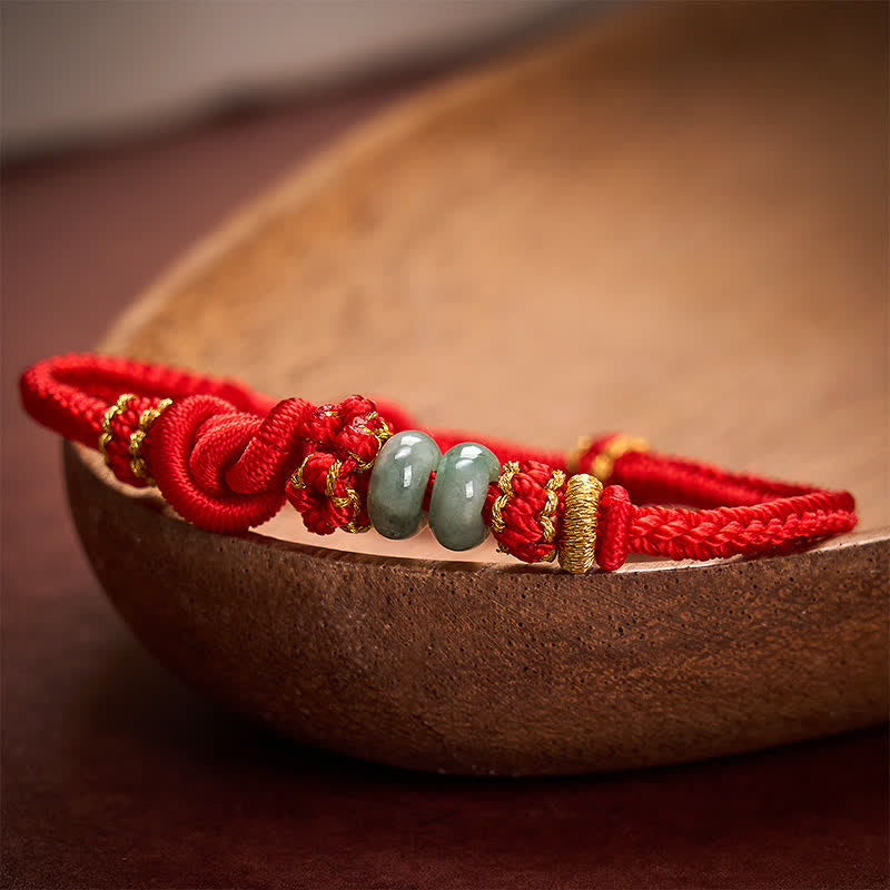 Chinese Knotting Luck Jade Hand-Woven Adjustable Bracelet