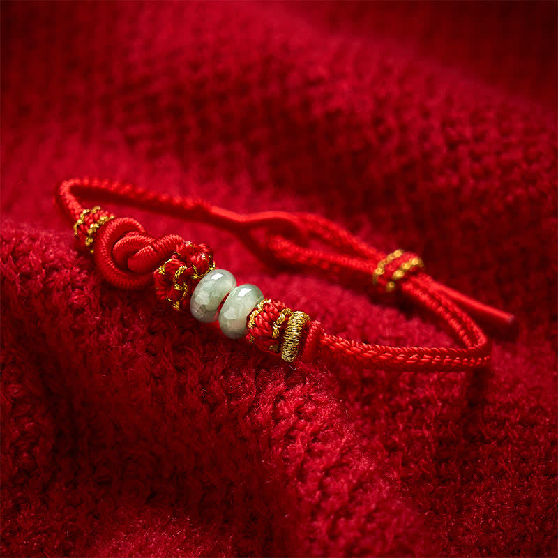 Chinese Knotting Luck Jade Hand-Woven Adjustable Bracelet