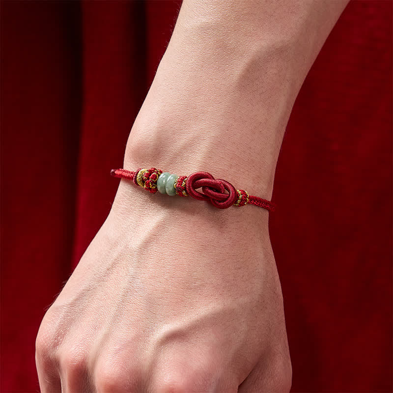Chinese Knotting Luck Jade Hand-Woven Adjustable Bracelet
