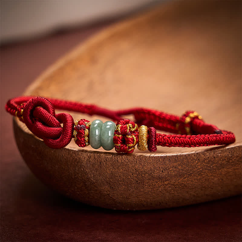 Chinese Knotting Luck Jade Hand-Woven Adjustable Bracelet