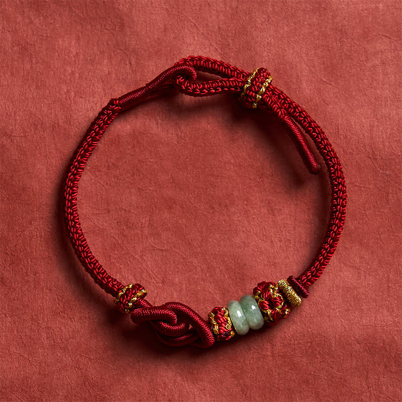 Chinese Knotting Luck Jade Hand-Woven Adjustable Bracelet