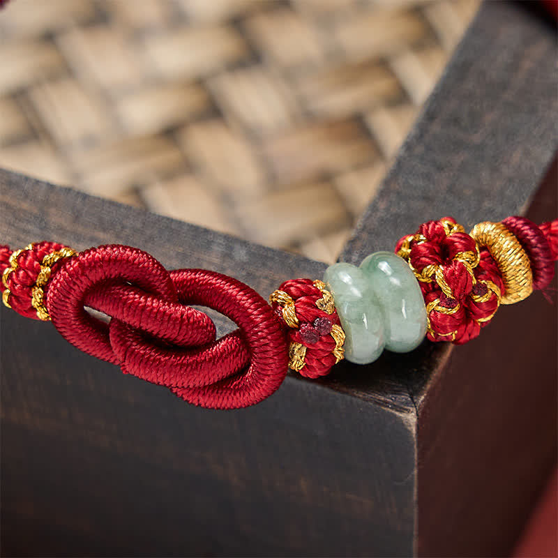 Chinese Knotting Luck Jade Hand-Woven Adjustable Bracelet
