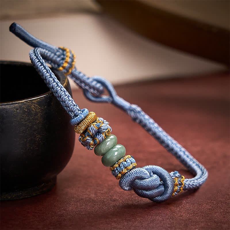 Chinese Knotting Luck Jade Hand-Woven Adjustable Bracelet