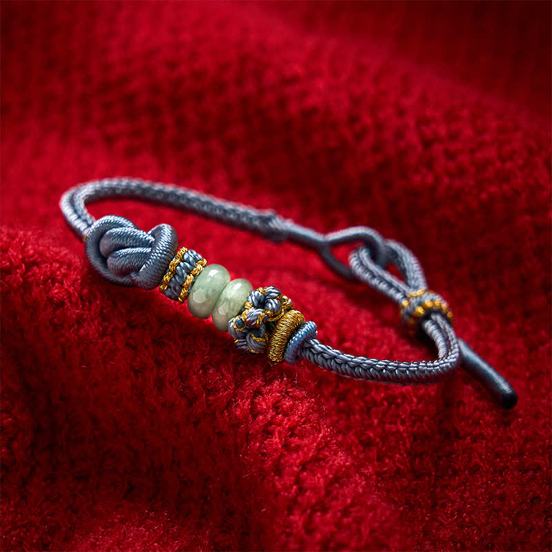 Chinese Knotting Luck Jade Hand-Woven Adjustable Bracelet