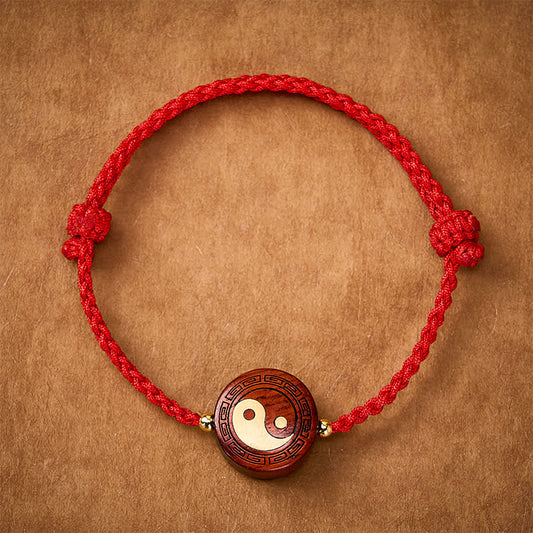 Purple Sandalwood Yin Yang Protection Red String Bracelet