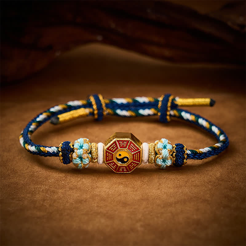 Protection Colorful String Bagua Chinese Coin Hand-Woven Tibetan Braided Bracelet