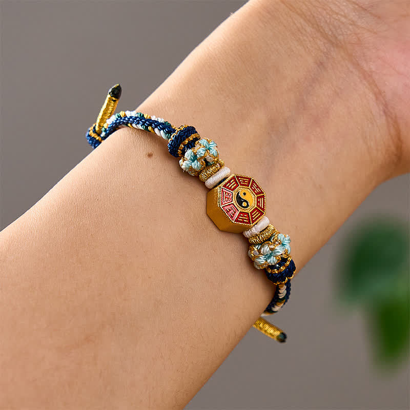 Protection Colorful String Bagua Chinese Coin Hand-Woven Tibetan Braided Bracelet