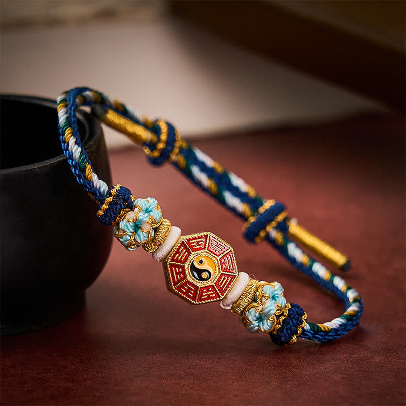 Protection Colorful String Bagua Chinese Coin Hand-Woven Tibetan Braided Bracelet