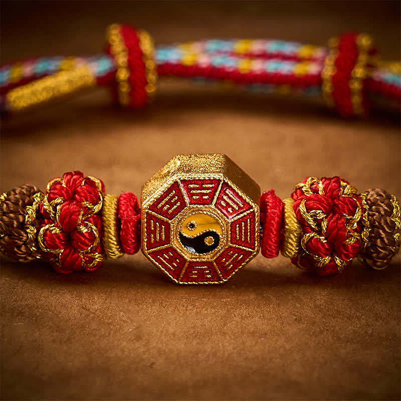 Protection Colorful String Bagua Chinese Coin Hand-Woven Tibetan Braided Bracelet