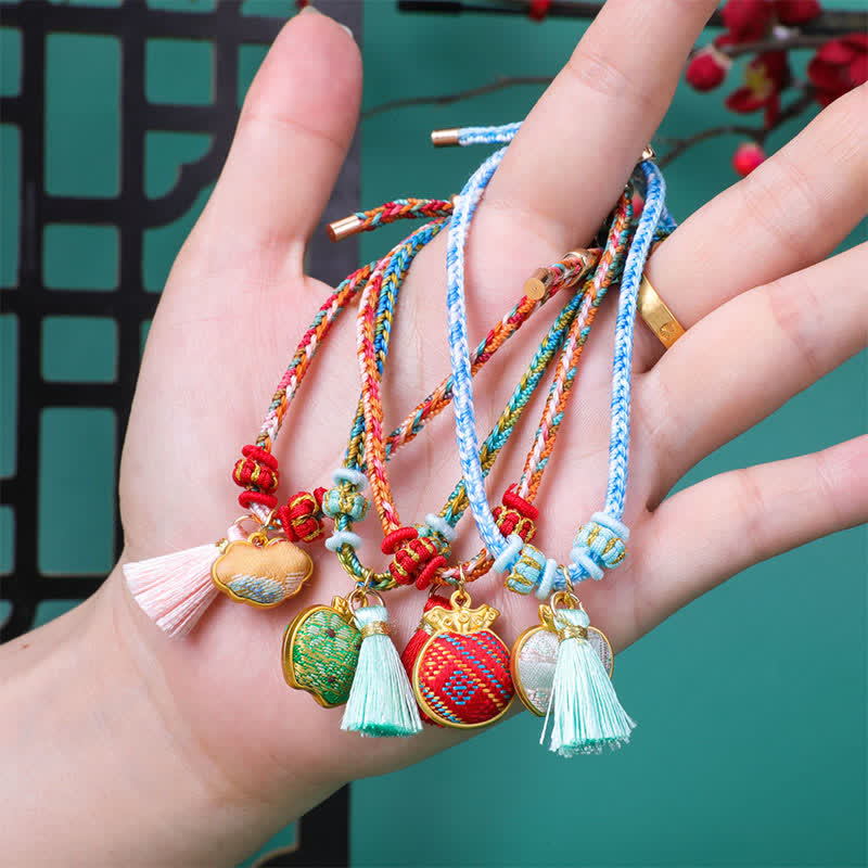 Braided Five Color Cord Song Brocade Ruyi Scepter Tassel Luck Bracelet