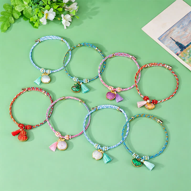 Braided Five Color Cord Song Brocade Ruyi Scepter Tassel Luck Bracelet