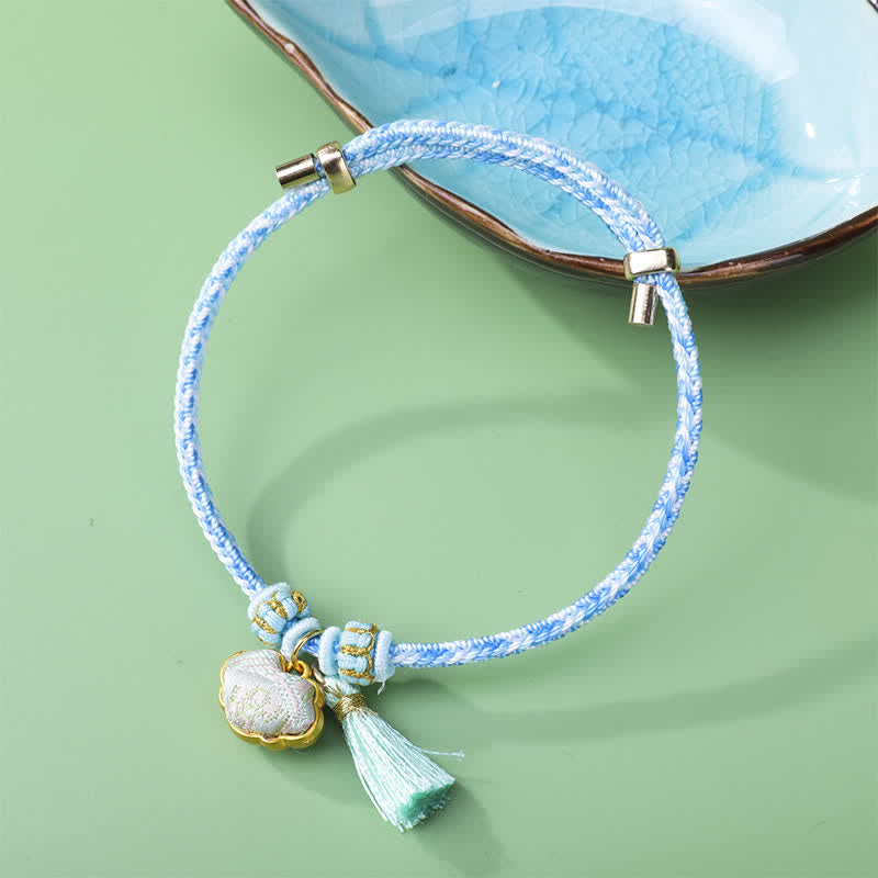 Braided Five Color Cord Song Brocade Ruyi Scepter Tassel Luck Bracelet